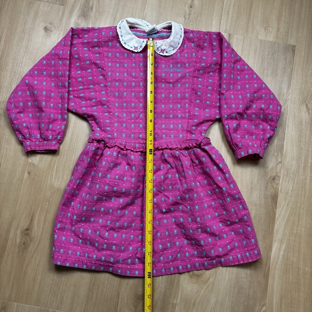 OshKosh B'Gosh Vintage 80's Floral Long Sleeve Dress‎ Size 6X Pink Collared